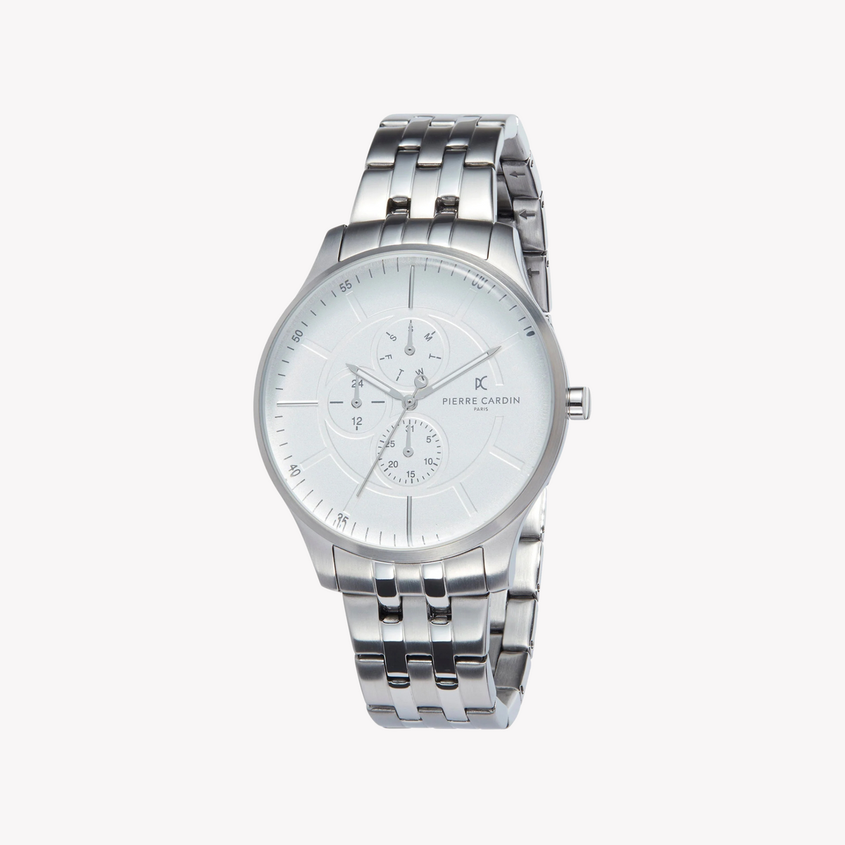 Pierre Cardin Men's Silver Stainless Steel Watch, White Dial | Pc902731f104