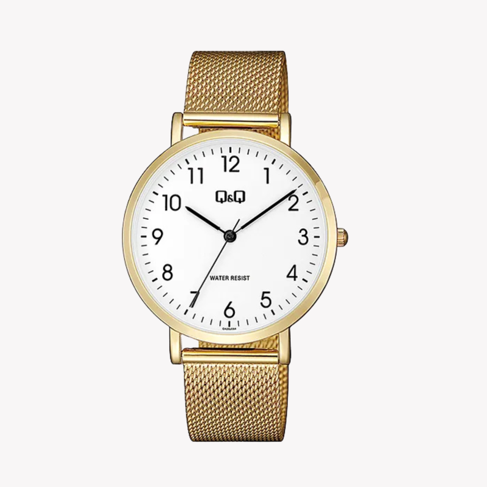 Q&Q Men's Gold Watch, White Dial | QA20J054Y