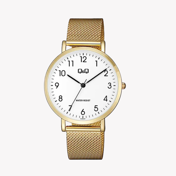Q&Q Men's Gold Watch, White Dial | QA20J054Y