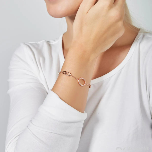 Fossil Women's Rose Gold Bracelet, Crystal & Pearl Accents | JF03347791