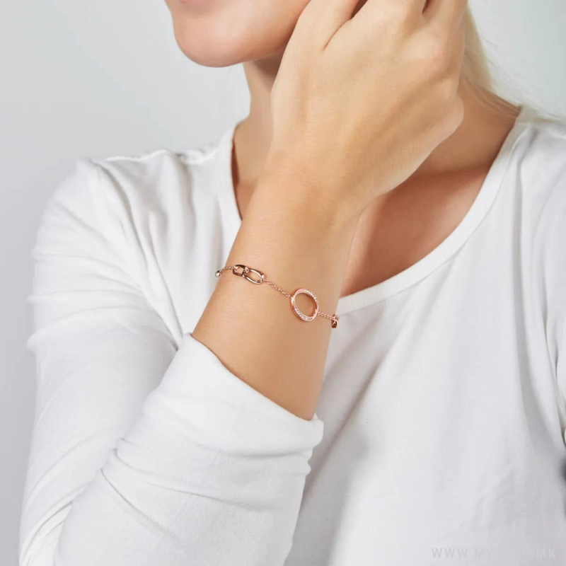 Fossil Women's Rose Gold Bracelet, Crystal & Pearl Accents | JF03347791