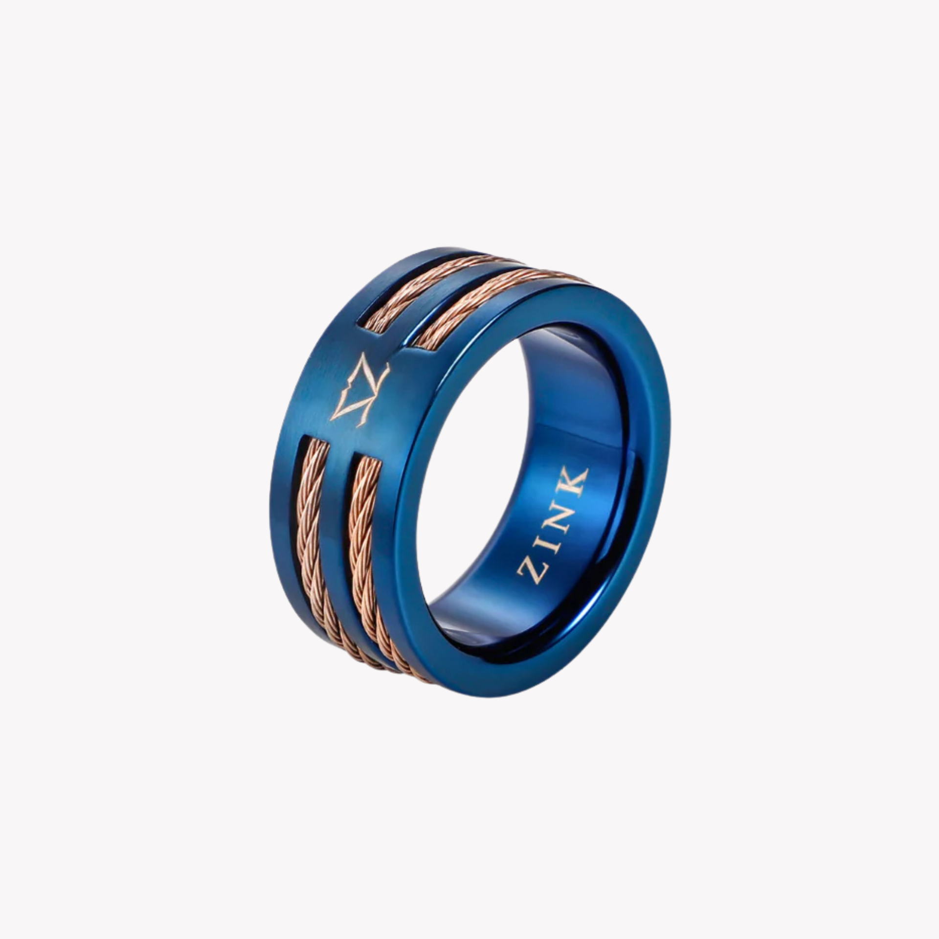 ZINK Men's Blue & Rose Gold Stainless Steel Ring | ZJRG040BLR-18