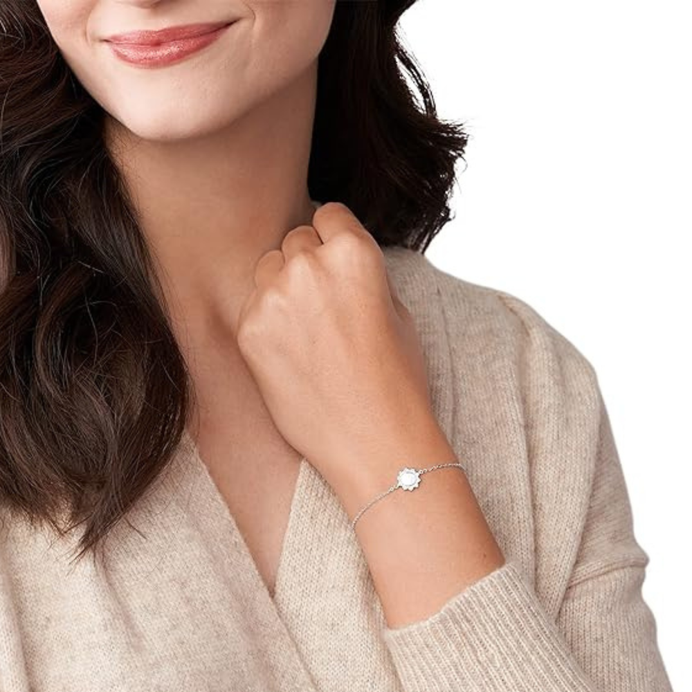 Fossil Women's Silver Bracelet, Sterling Silver & Cubic Zirconia | JFS00563040