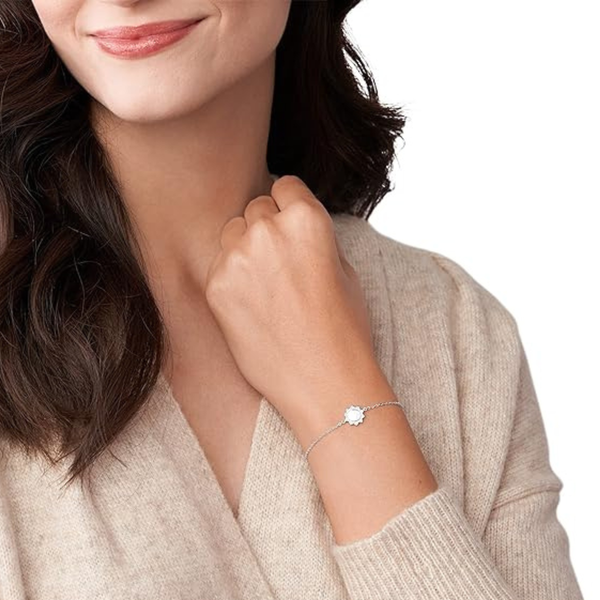 Fossil Women's Silver Bracelet, Sterling Silver & Cubic Zirconia | JFS00563040