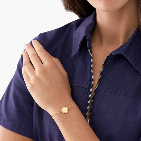 Fossil Jewels Women's Gold-Tone Bracelet, Cubic Zirconia Accents | JOF00943710