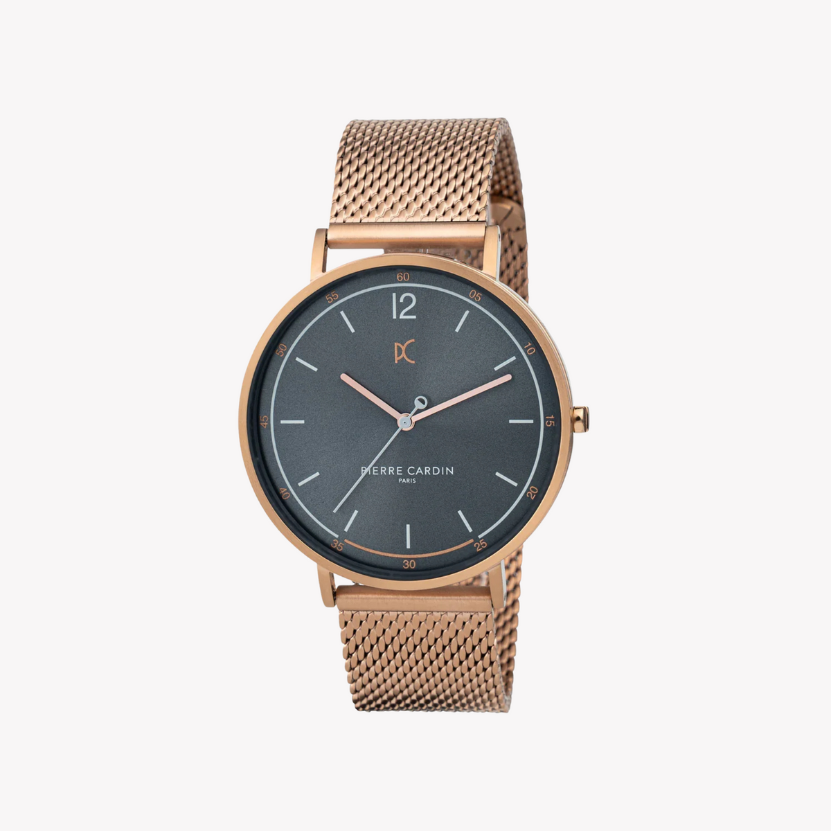 PIERRE CARDIN CBN.3015 ROSÉGOLD LUXUS HERRENUHR – STILVOLLES GRAUES ZIFFERBLATT & STAHLBAND