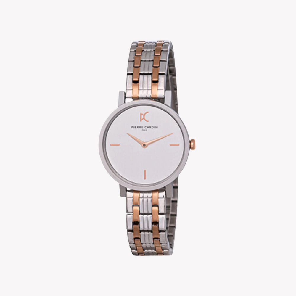 Pierre Cardin Women's Two Tone Silver & Rose Gold Watch, White Dial | Ccm.0530 by i-watch