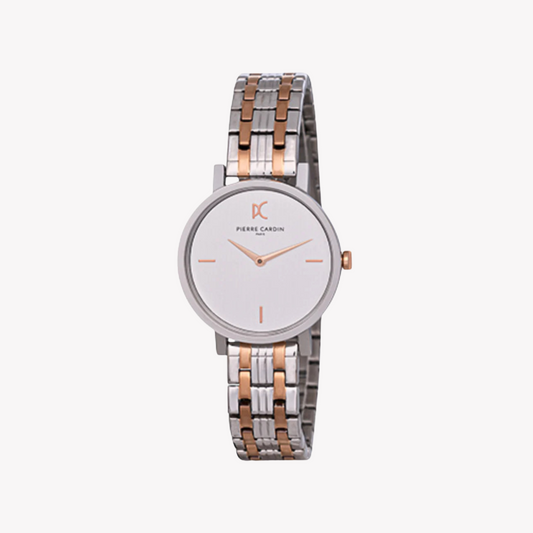 Pierre Cardin Women's Two Tone Silver & Rose Gold Watch, White Dial | Ccm.0530