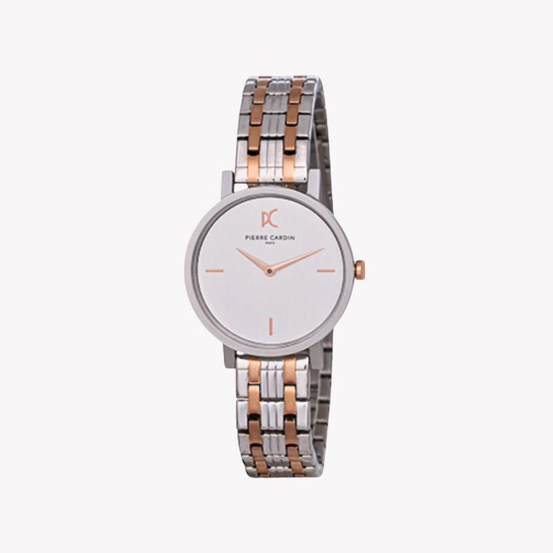 Pierre Cardin Women's Two Tone Silver & Rose Gold Watch, White Dial | Ccm.0530 by i-watch