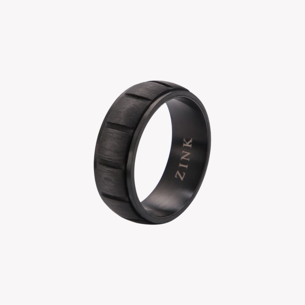 Zink Men's Gun Stainless Steel & Carbon Fiber Ring | Zjrg028gn