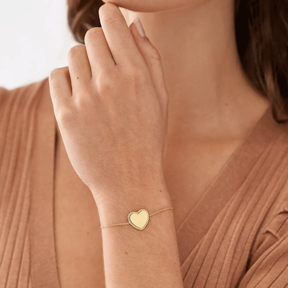 Fossil Women's Gold-Tone Station Bracelet, Heart Charm | JF04361710