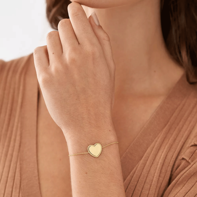 Fossil Women's Gold-Tone Station Bracelet, Heart Charm | JF04361710