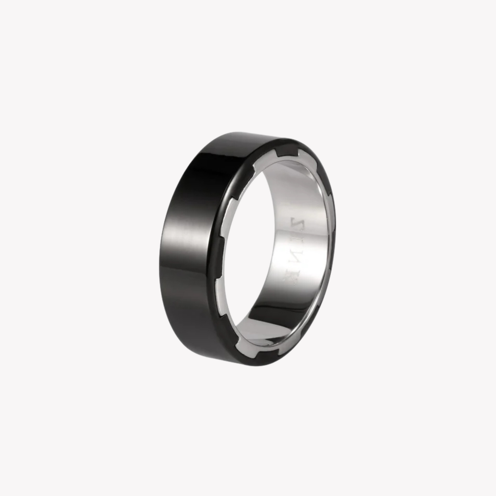 Zink Men's Silver & Black Stainless Steel Ring | Zjrg004spb by i-watch