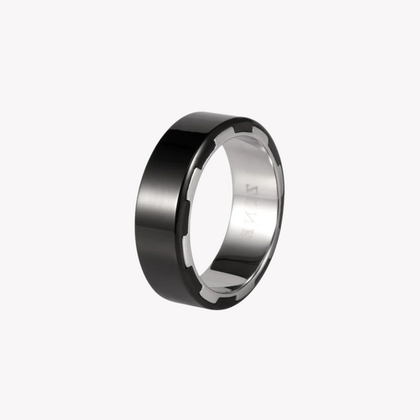 Zink Men's Silver & Black Stainless Steel Ring | Zjrg004spb