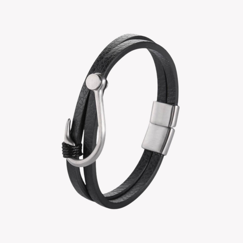 Zink Men's Black & Silver Leather & Stainless Steel Bracelet | Zjbc0403 by i-watch