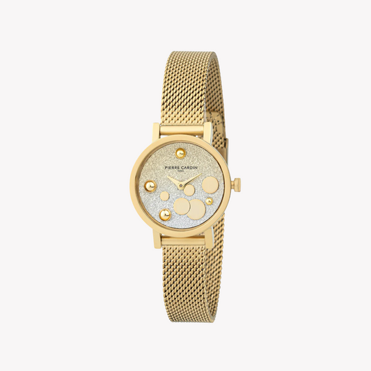 Pierre Cardin Women's Gold Stainless Steel Watch, Silver & Gold Dial | Ccm.0510