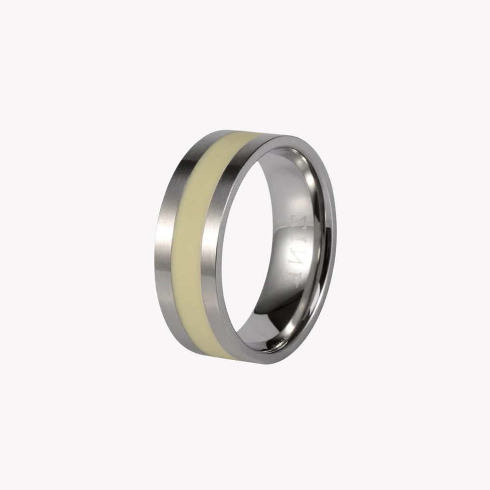 Zink Men's Silver & Beige Stainless Steel Ring | Zjrg002smw