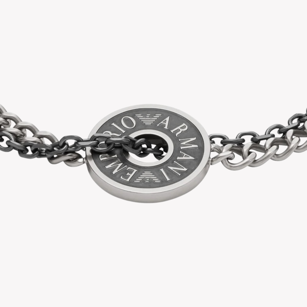 Emporio Armani Men's Silver & Gunmetal Bracelet, Chain Link | EGS3094040
