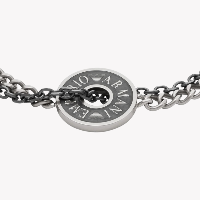 Emporio Armani Men's Silver & Gunmetal Bracelet, Chain Link | EGS3094040