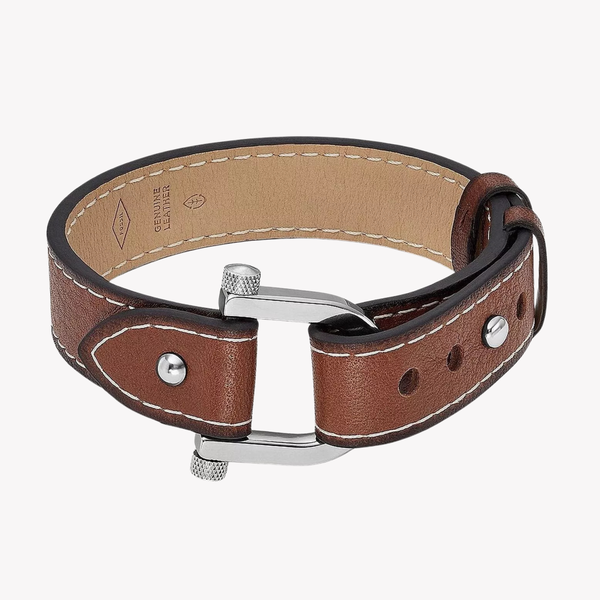 Fossil Men's Medium Brown Bracelet, Stainless Steel Collar Pin | JF04397040