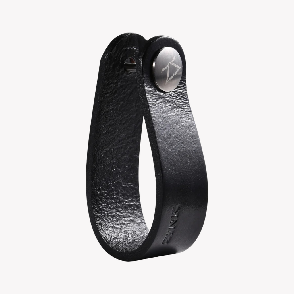 Zink Keychain - Black - Stainless Steel & Leather | Zjkc007b