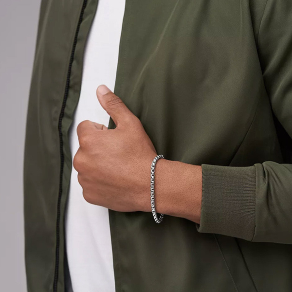 Fossil Men's Silver Bracelet, Stainless Steel Chain | JF04562040