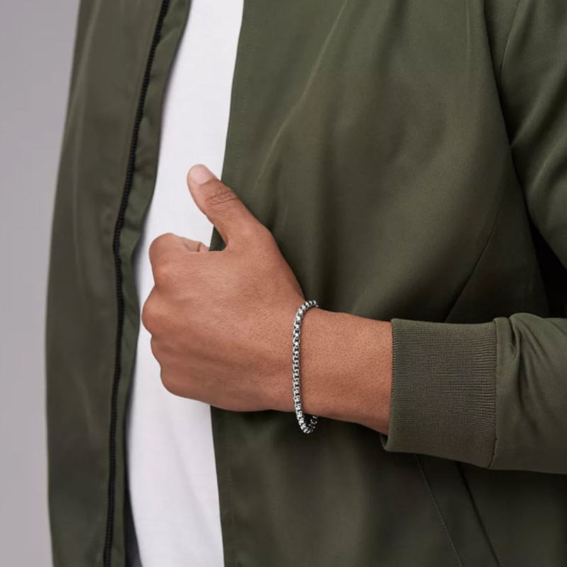 Fossil Men's Silver Bracelet, Stainless Steel Chain | JF04562040
