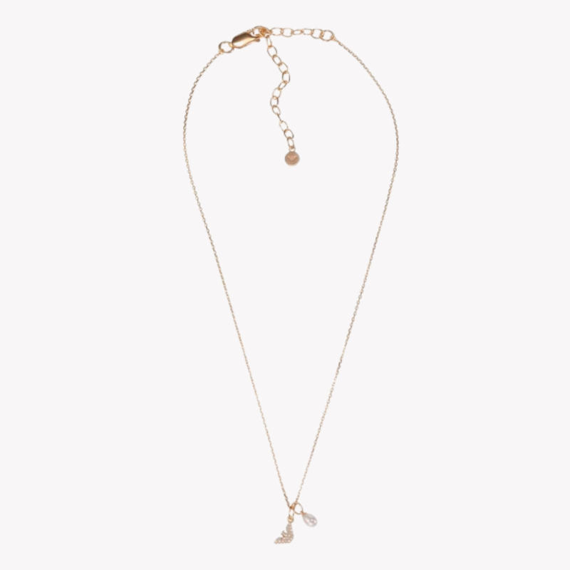 Emporio Armani Women's Rose Gold Necklace, Mother of Pearl Eagle Pendant | EG3573221