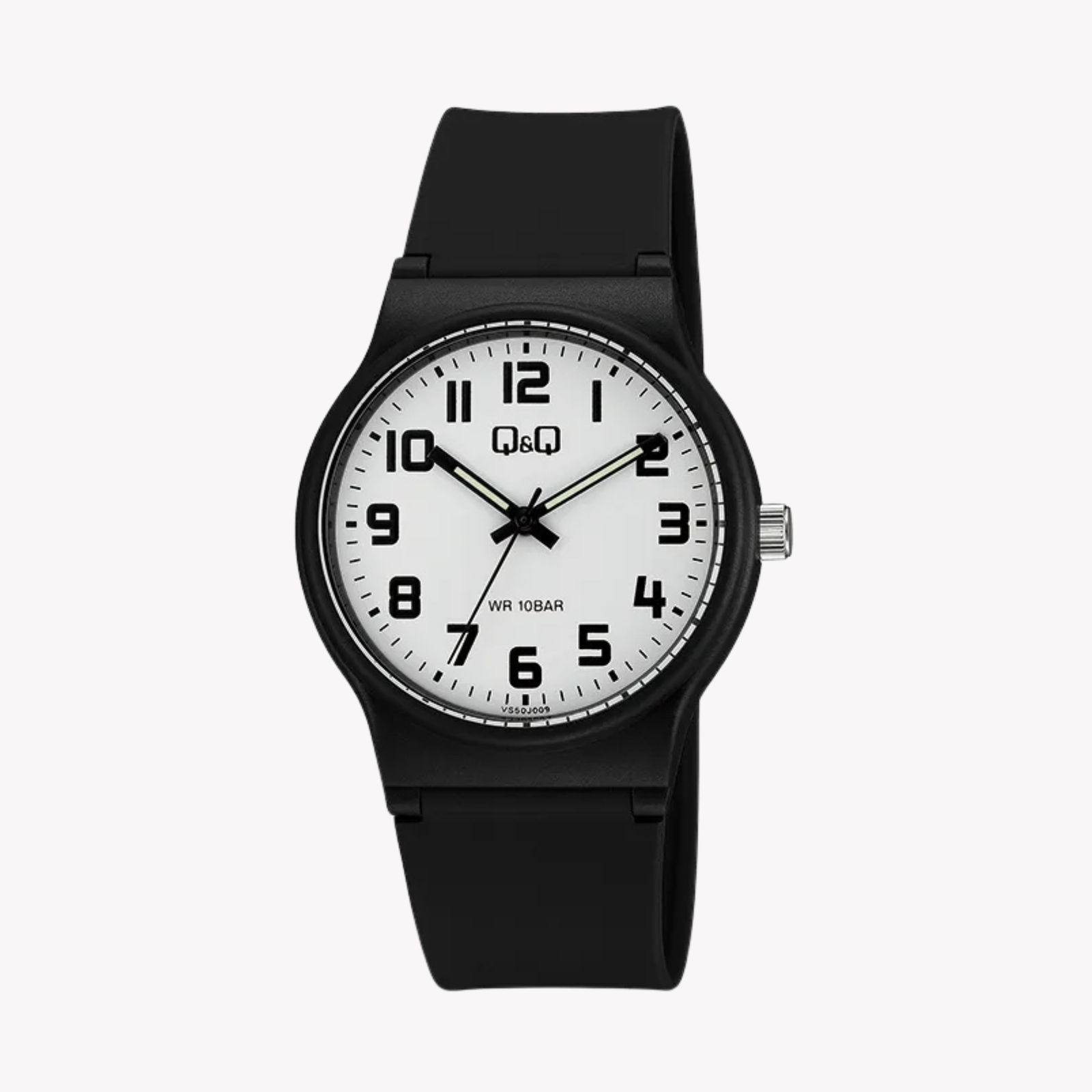Q&Q Men's Black Men's Watch, White Dial | VS50J009Y