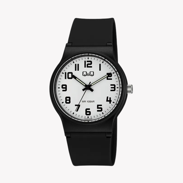 Q&Q Men's Black Men's Watch, White Dial | VS50J009Y