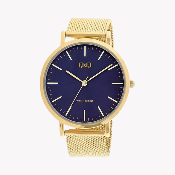 Q&Q Men's Gold Men's Watch, Blue Dial | QA20J012Y