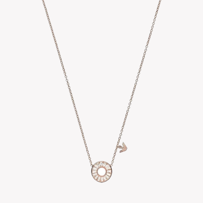Emporio Armani Women's Rose Gold Necklace, PavÃ© Crystal Double Ring | EG3457221
