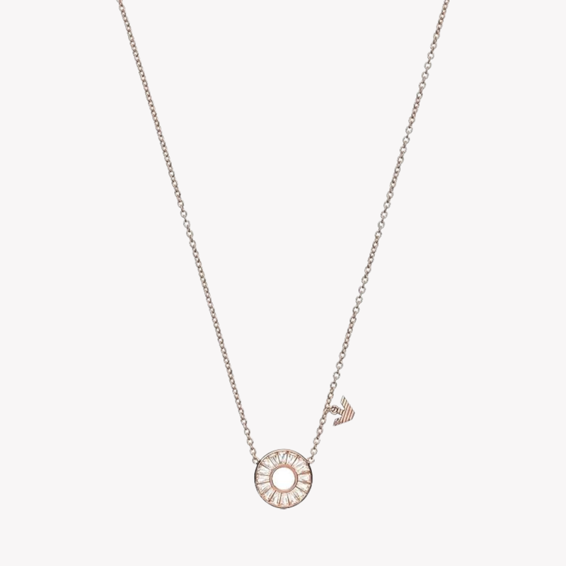 Emporio Armani Women's Rose Gold Necklace, PavÃ© Crystal Double Ring | EG3457221