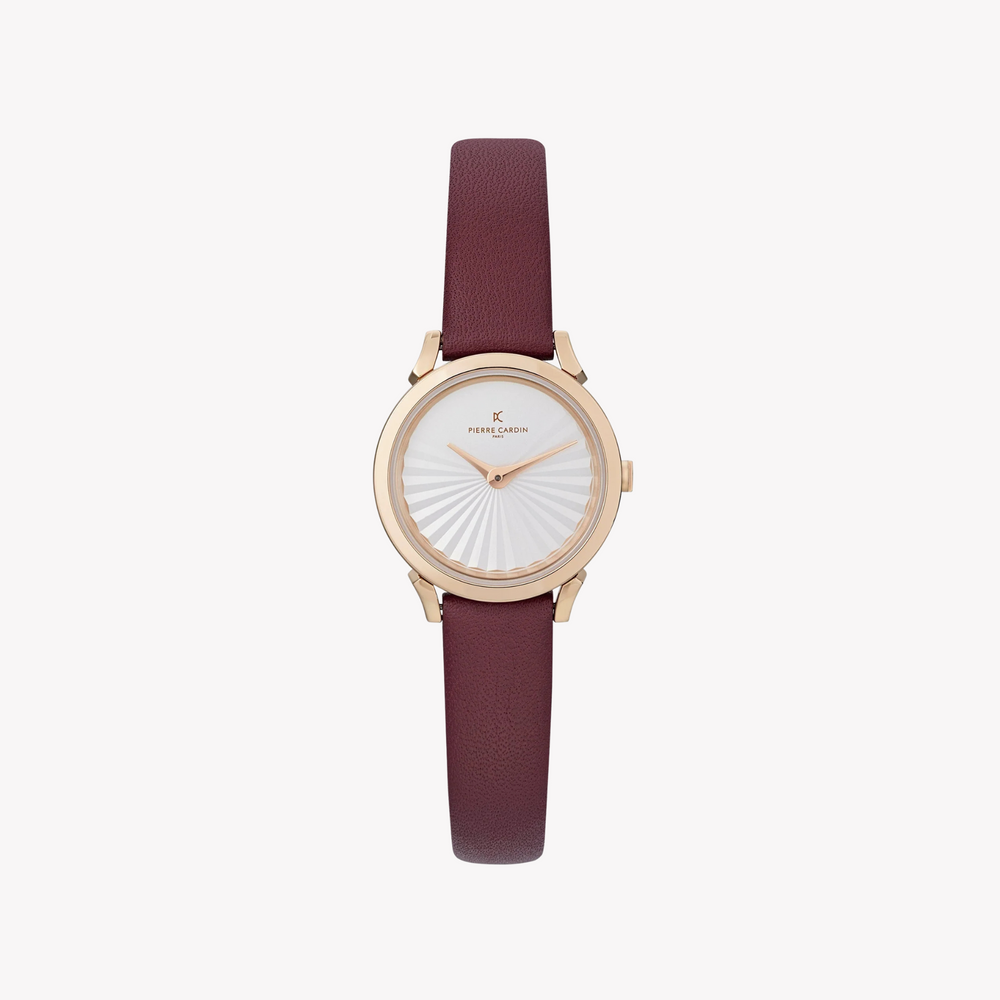 Pierre Cardin Women's Rose Gold Watch, Burgundy Leather | Cpi.2512