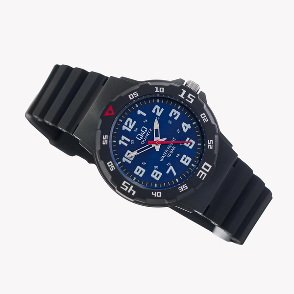 Q&Q Women's Black Watch, Blue Dial with Multi-Color Numerals | VR19J005Y