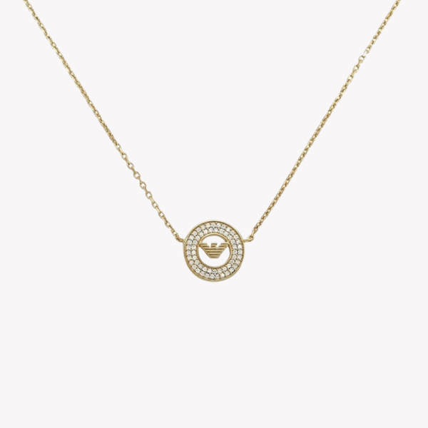 Emporio Armani Women's Gold Necklace, Crystal-Set Logo Coin | EG3628710