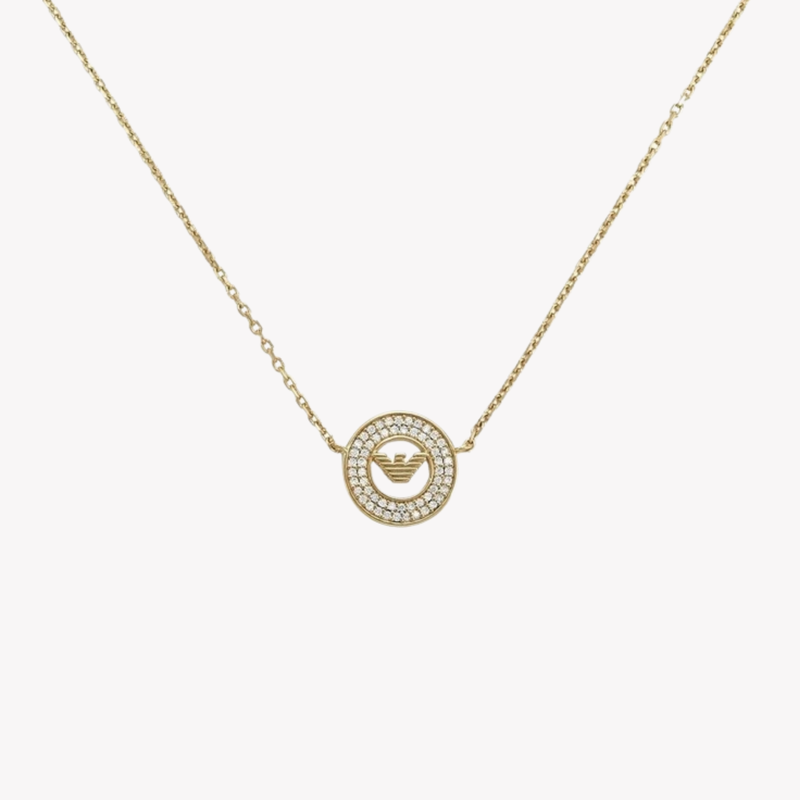 Emporio Armani Women's Gold Necklace, Crystal-Set Logo Coin | EG3628710