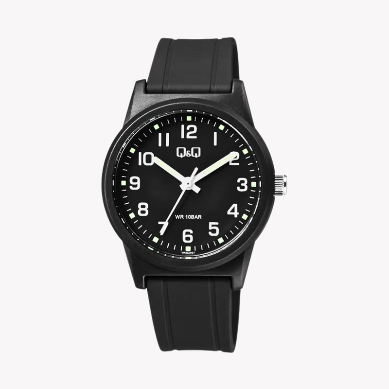 Q&Q Men's Black Men's Watch, Black Dial | VR35J027Y