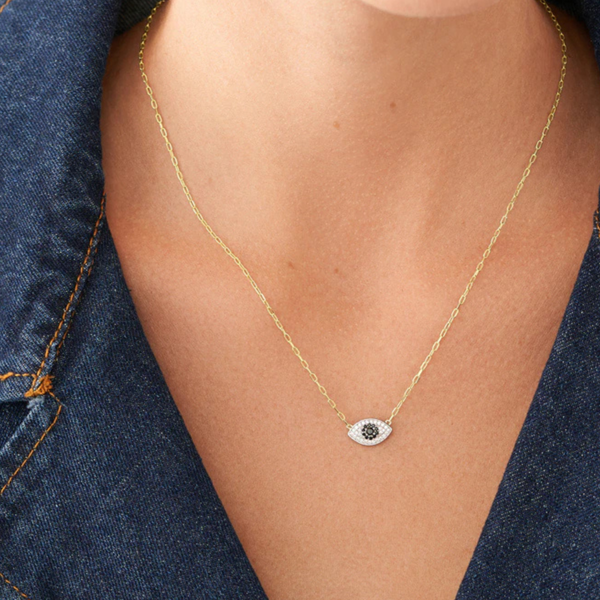 Fossil Women's Gold Necklace, Evil Eye Pendant | JFS00581998