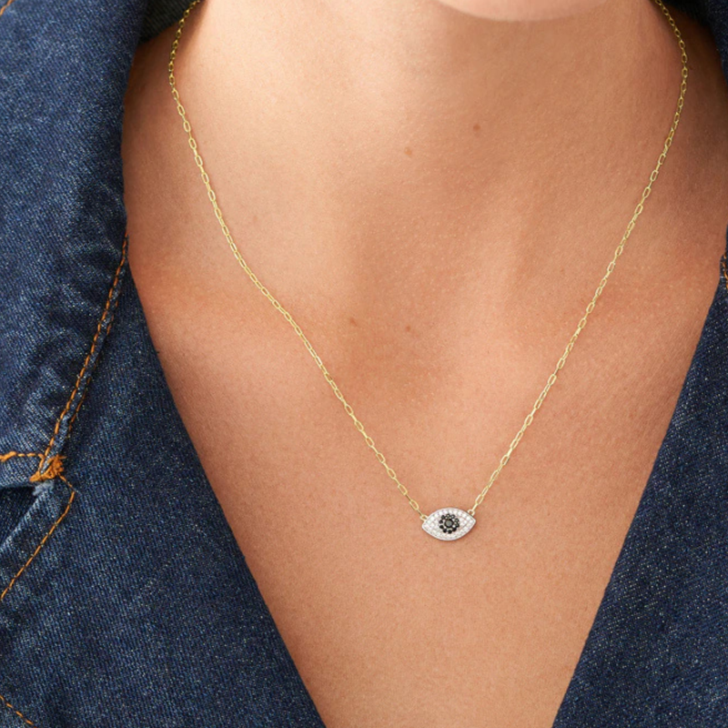 Fossil Women's Gold Necklace, Evil Eye Pendant | JFS00581998
