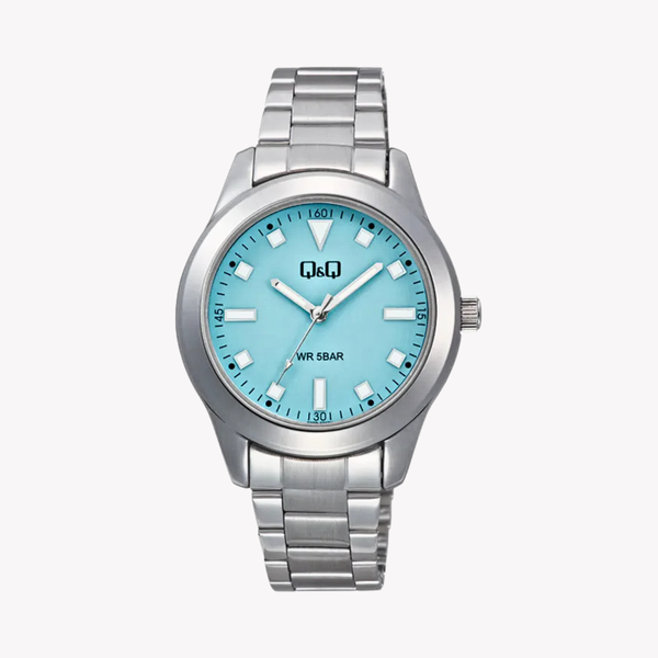 Q&Q Women's Silver Watch, Ice Blue Dial | Q35B-008PY