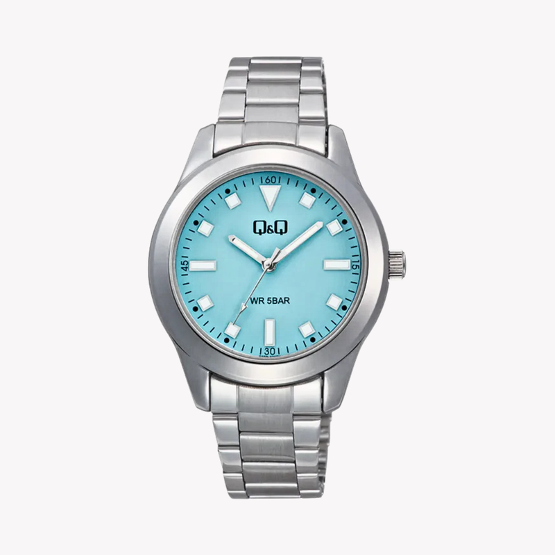 Q&Q Women's Silver Watch, Ice Blue Dial | Q35B-008PY