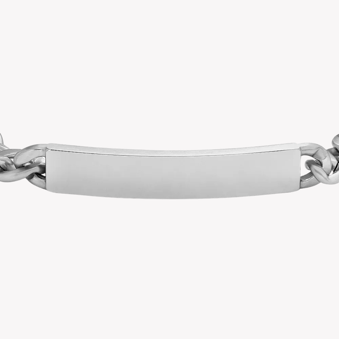 Fossil Men's Silver Bracelet, Engravable ID Plate | JF04164040