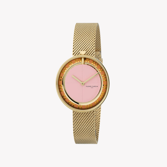 Pierre Cardin Women's Gold Stainless Steel Watch, Pink Dial | Cma.0016
