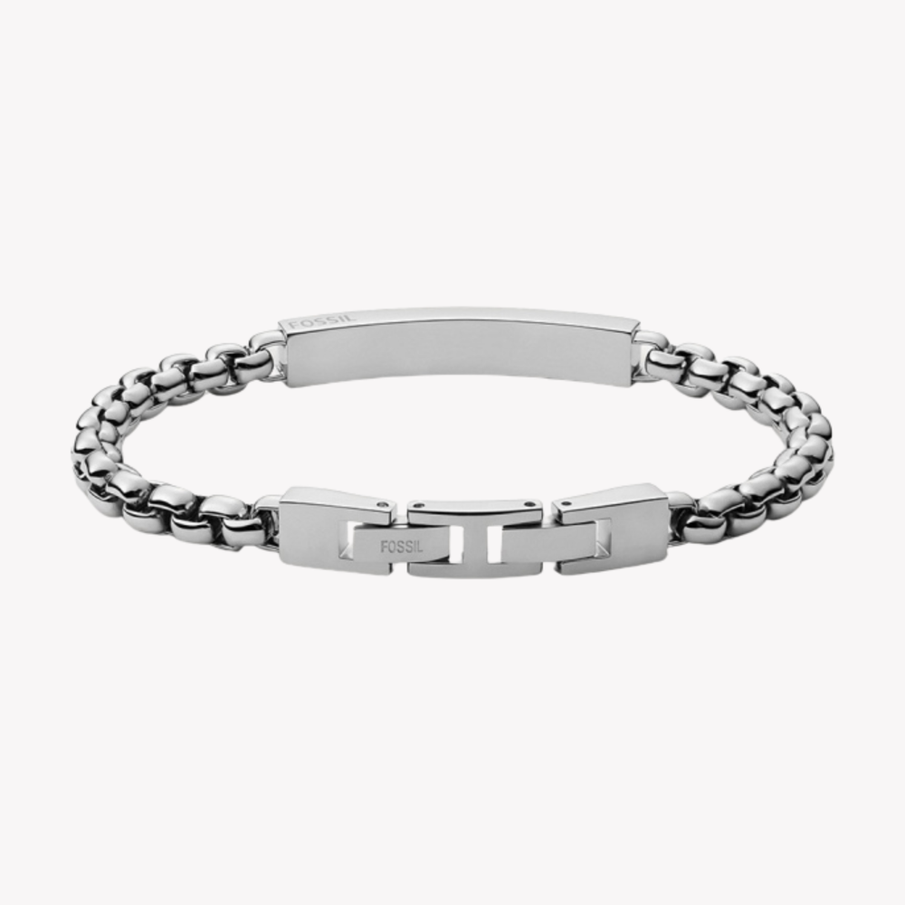 Fossil Men's Silver Bracelet, Sleek ID Plate | JF03919040