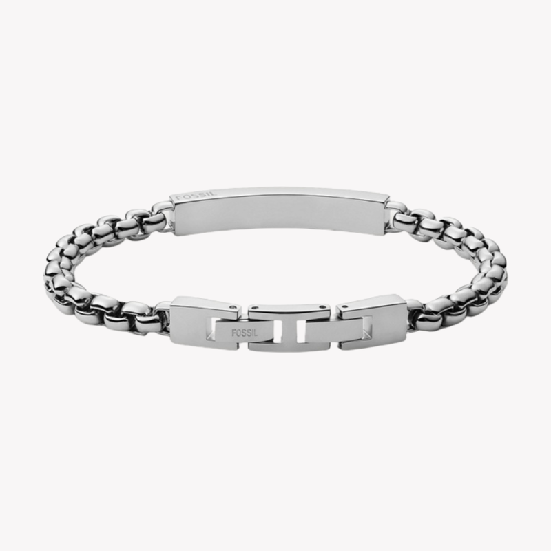 Fossil Men's Silver Bracelet, Sleek ID Plate | JF03919040
