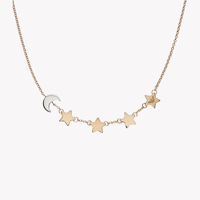 Emporio Armani Women's Rose Gold & Silver Necklace, Moon & Star Pendants | EG3363221