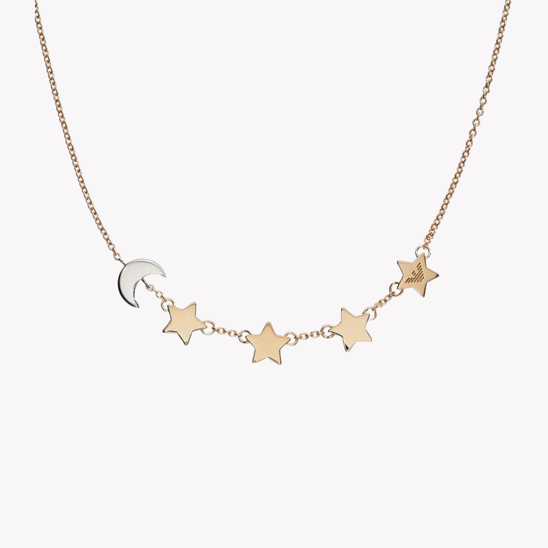 Emporio Armani Women's Rose Gold & Silver Necklace, Moon & Star Pendants | EG3363221