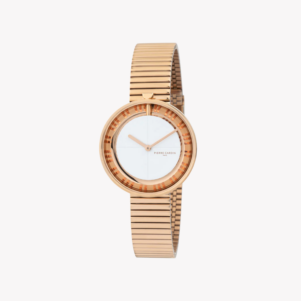Pierre Cardin Women's Rose Gold Watch, White Dial | Cma.0017