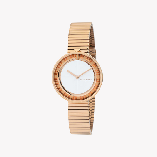 Pierre Cardin Women's Rose Gold Watch, White Dial | Cma.0017